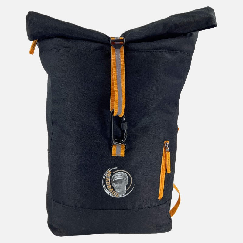 Recycling Rolltop Rucksack von BEADBAGS in schwarz - mit organisiertem Innenraum