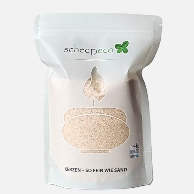 Beige Kerze so fein wie Sand, gebrauchsfertig in 400 g Packung inkl. 5 Dochte