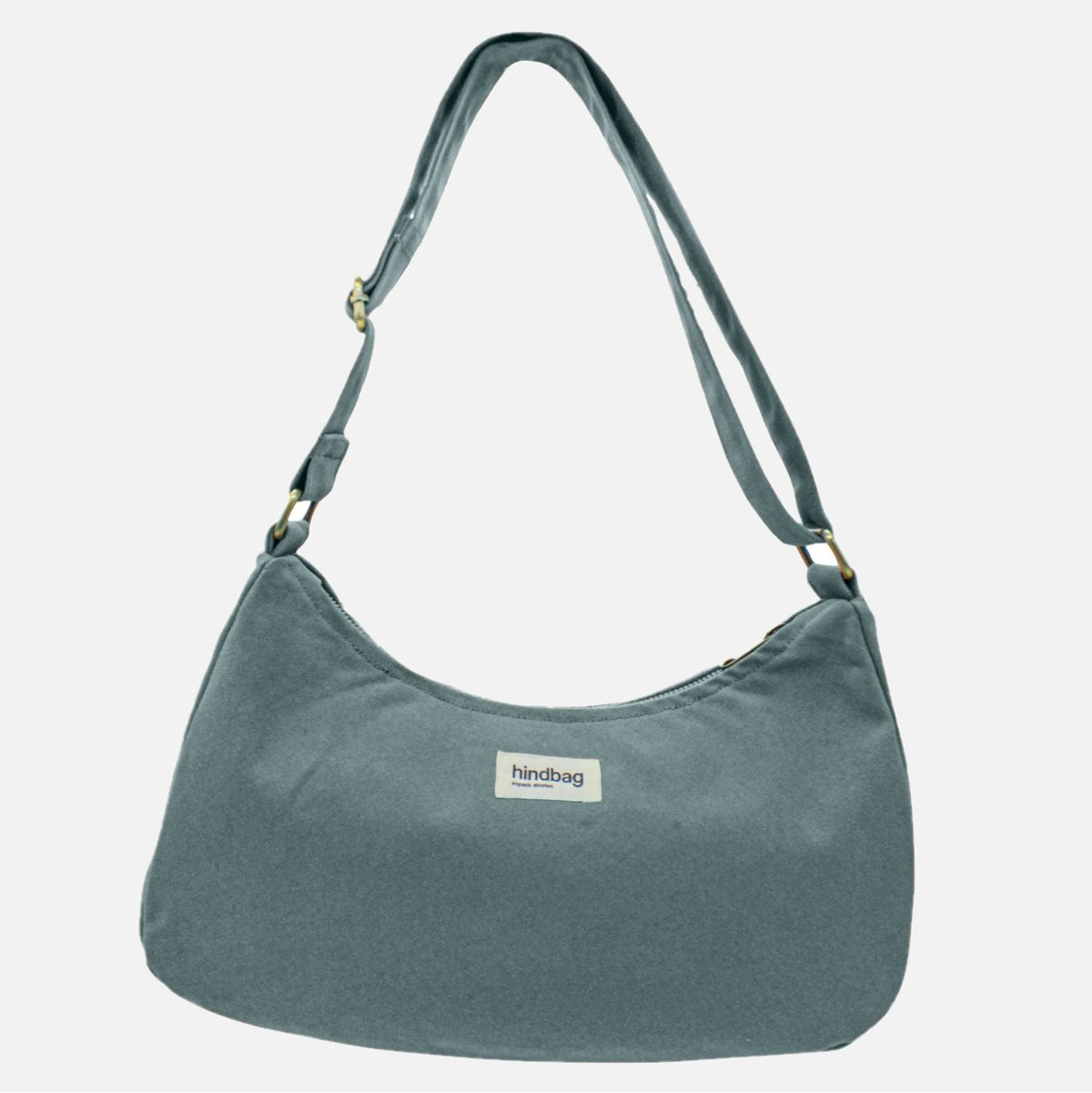 Handtasche aus salbeifarbenem Stoff GOTS zertifiziert mit stabilem verstellbarem Tragegurt