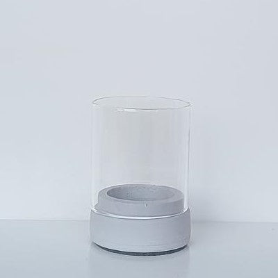 Windlichter - Beton hellgrau - Glas abnehmbar