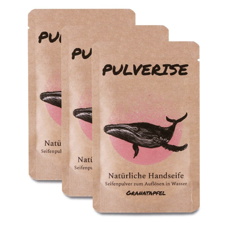 Handseife mit Granatapfel in Pulverform zum Auflösen in Wasser